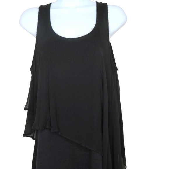 Vintage Elizabeth & James Layered Tunic Tank Top S Black Silk Cotton Small Snags - Picture 1 of 16